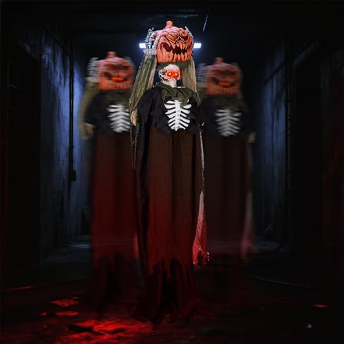 VINGLI 5.6ft Pumpkin Man Life Size Animatronic – Sound Activated,