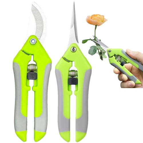 Tijeras de Podar de Jardinería,Juego De 2 Piezas De Cortadora Manual - Tijeras de Jardinería para Plantas - Para Huerto Invernadero Jardín Trasero Paisajismo Interior Y Exterior