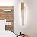 Modern Minimalist Wood Wall Sconce Tri Color Changing LED Geometric Vertical Wall Lamp White and Natural Wood Accent Wall Light for Bedroom Living Room Lighting
