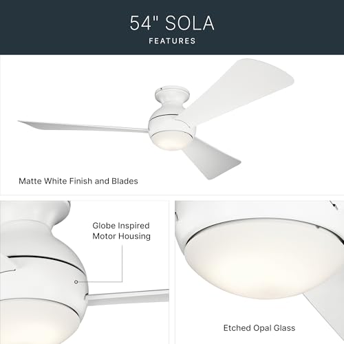 Kichler Sola 54" Ceiling Fan with LED Light, Matte White by Kichler - Used condition - Image 5