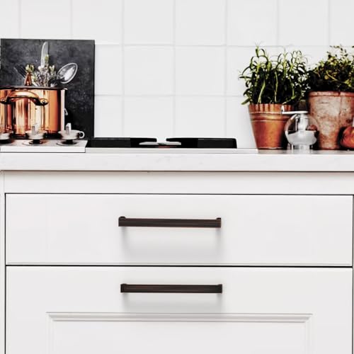 Image of 10 Pack 5 Inch(128mm) Kitchen Cabinet Handles Oil Rubbed Bronze Cabinet Pulls Kitchen Cabinet Hardware Drawer Pulls for Cupboard Wardrobe