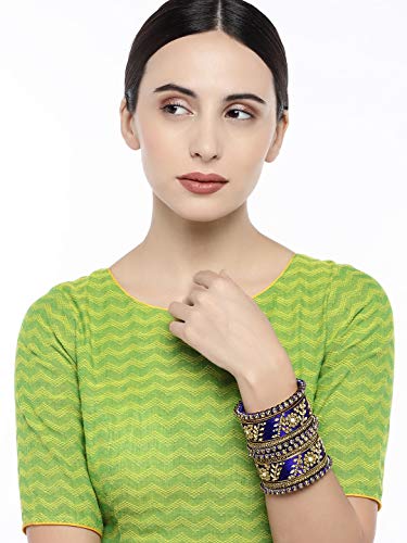 Image of Peora Silk Thread Kundan & Stone Studded Chuda Bangles Set Gift for Women