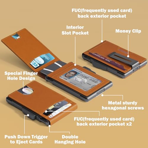 Image of umoven Wallet for Men - with Money Clip Slim Leather Slots Credit Card Holder RFID Blocking Bifold Minimalist Wallet