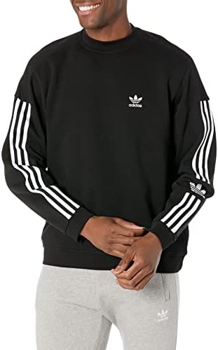 adidas Originals Men's Adicolor Classics Lock Up Trefoil Crew Neck, Black, Large