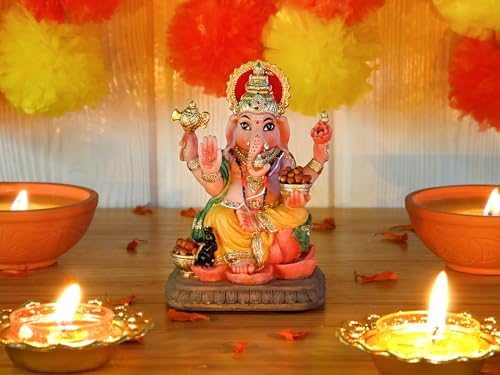 BangBangDa Ganesha para decoração de painel de carro - 10,4 cm H Estátua de ídolo do Deus Hindu do S