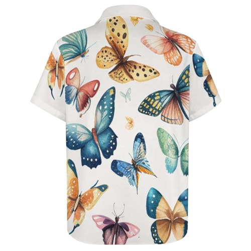 Hawaiian Shirts for Men Butterfly Print Button Down Shirts Summer Beach Shirt4