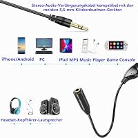 PChero Stereo Audio Verlängerungskabel, 3,5mm Klinkenstecker mit Lautstärkeregelung Kompatibel für Telefon, Laptop, PC, Computer (1Stk. - 30 cm) – Ansicht 5