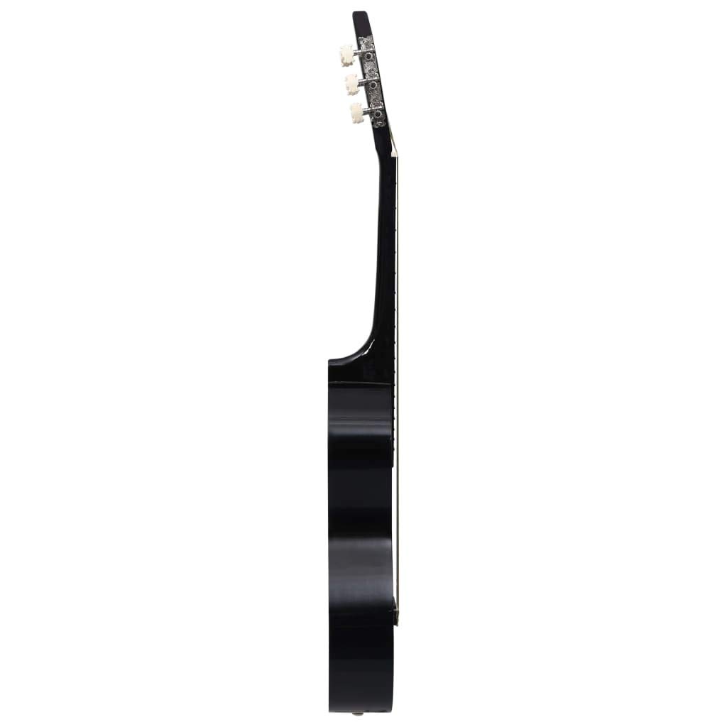 Guitarra clásica para principiantes y niños, 1/2 pulgadas, 34 pulgadas, color negro, con funda de madera de tilo y cuerda de nailon para escuela, enseñanza, jugar y practicar en escenarios y