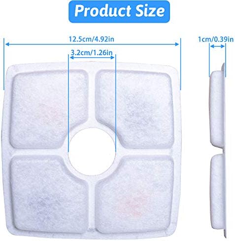 Filters for Pet Water Fountain, Cat Water Fountain filters, 8Pcs Filters with Activated Carbon for Cat and Dog Water Fountain, Square Filters for Pet Fountain