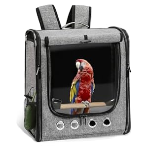 GRLEAYIE Bird Carrier Bag Bird Travel Cage with Stand, Lightweight Backpack for Parrot, Large Portable Bird Travel Bag, Pet Transparent Breathable Travel Cage