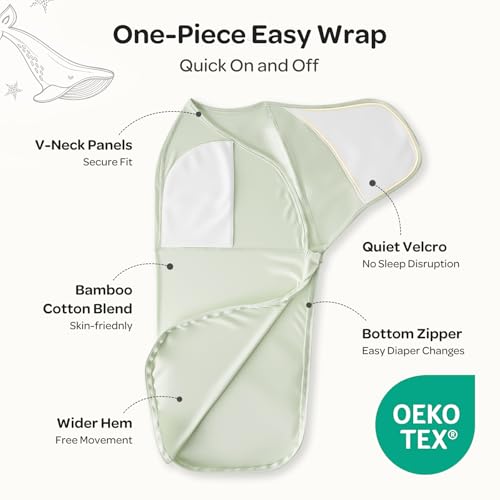 Image of Momcozy Swaddles for Newborns, Quiet Fastener Swaddle Suitable for Infant 0-3 Months, New-Parent-Friendly Sleep Sack, Reduce Startle Reflex, Newborn Boys Girls Registry Essentials, 2-Pack, Serenity
