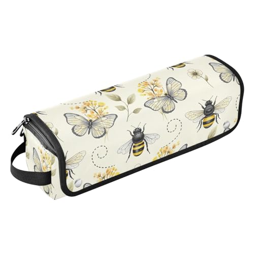 Bolso organizador para herramientas de cabello Butterflies Bees Beige, compatible con planchas, rizadores y accesorios de cuidado capilar. Resistente al calor, gran capacidad y portátil, ideal para viaje. miniatura 1