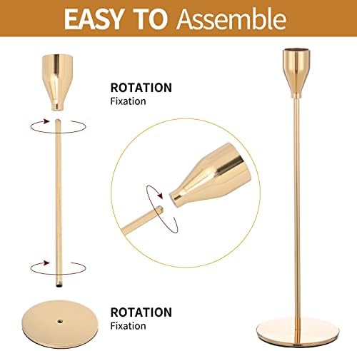 Set of 6 Gold Candlestick Holders for Taper Candles,Gold Candle Holder Fits 3/4 inch Thick Taper Candles,Tall Candlestick Holders for Wedding, Party Tabletop Decor, Home Decor, Candlelight Dinner