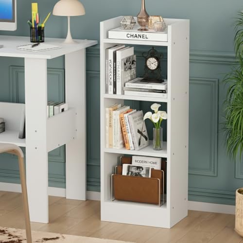 Image of Amazon Brand - Solimo Vault Bookshelf 3- Layer Bookcase, Vintage Corner Bookshelf, Bookcase, 3 Tier Corner Shelf Storage Rack for Living Room Home Office,White, (80x33x20 cm) - DIY