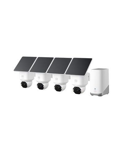 eufy Security SoloCam E42, 4-Cam Kit, 4K Solar Security Camera | AI Facial Recognition & Motion Tracking, Strobe Light, Pan & Tilt, Solar Powered, Built-in Local Storage (Up to 16TB)