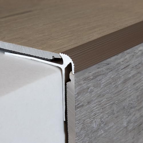 PROVISTON | Profil pour bord et angle d'escalier | Aluminium | 40 x 30 x 5 x 1000 mm | Bronze clair | Profil métallique | Profil d'escalier