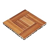 Azulejos de madera dura entrelazados, madera de pino alcanfor, 36 piezas, 30 x 30 cm para suelos de patio