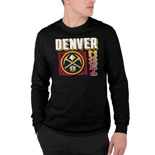 Junk Food NBA - Denver Nuggets Scribble Square Adult LS T-Shirt Black