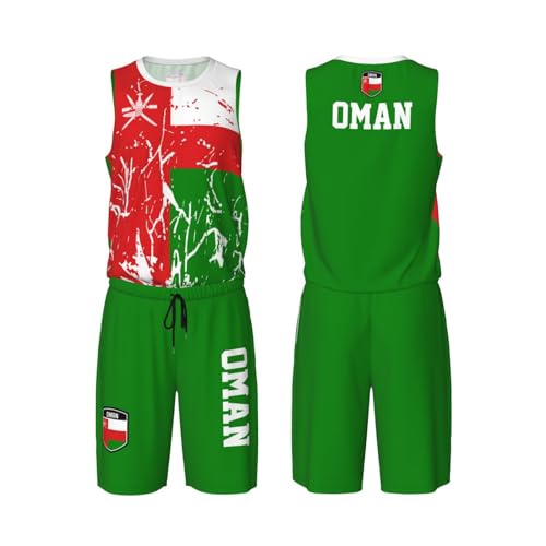 Oman Flag Grain (3) Basketball Jersey Uniform Suit for Men Women Adults Training Athletic Set