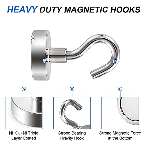 Image of LOVIMAG Magnetic Hooks, Cruise Essentials 2026, 30 Pack-30LBS | Heavy Duty Strong Magnet Hook for Cruise Cabin, Refrigerator Fridge, Ship, Classroom, Kitchen Grills, Silver