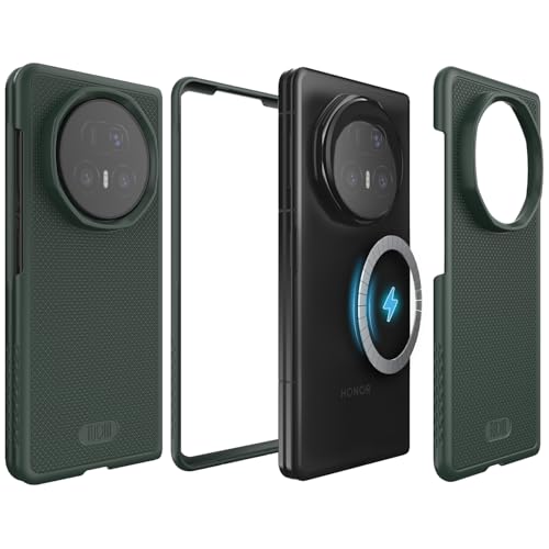 TUDIA MergeGrip V2 Honor Magic V5 5G (2025) �Ή� �X�}�z�P�[�X [MagSafe�Ή�] ��w�ی� �ϏՌ� ���ȃO���b�v ���ϋv�J�o�[(�p�C���O���[��)