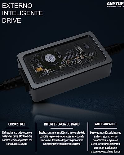 Anytop H4/9003 Led Headlight Bulbs High Low Beam Headlights, 100W 12000Lm 6000K Cool White Super Bright Xhp Chips Conversion Kit Halogen Replacement, Ip68 Waterproof, Pack Of 2 #TOP5