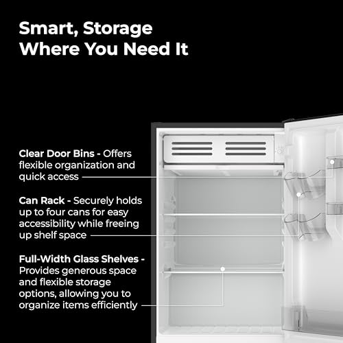 Kenmore 21" Compact Refrigerator with Chiller Compartment - Reversible Door, Adjustable Glass Shelves, ENERGY STAR Certified, 4 Can Rack, Interior Lighting, Freestanding, 4.5 cu. ft. Capacity - Black by Kenmore - Image 5