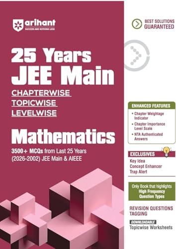 Image of Arihant 25 Years JEE Main Chapterwise, Topicwise, Levelwise PYQs - Physics + Chemistry + Maths - | 3500 MCQs | Last 25 Years (2002 to 2026 JEE Main & AIEEE | - Combo Set of 3 Books for 2027 Exams