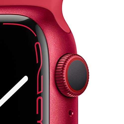 Image of Apple Watch Series 7 (GPS + Cellular, 41MM) Red Aluminum Case with Red Sport Band (Renewed)