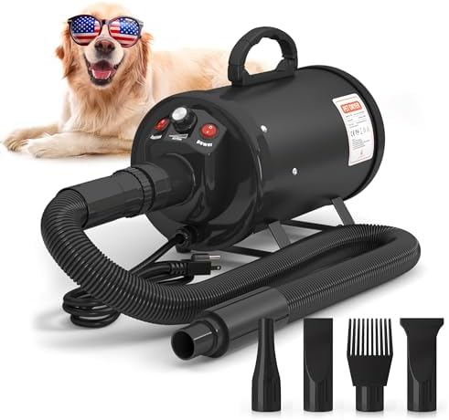 2800W Dog Dryer High Velocity Pet Dog Pet Blow Dryer Adjustable Speed 4 Nozzles
