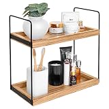 Hidden Haven - Upgraded - 2 Tier Wooden Countertop Organizer Lightly Lacquered to Resist Water and S