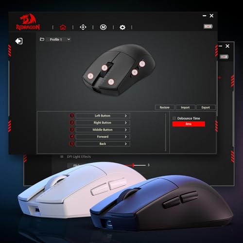 Image of Redragon M916 STD 3-Mode Wireless Gaming Mouse, 49G Ultra-Light 24K DPI Mice w /Ergonomic Natural Grip Build, Full Programmable Buttons, Software Supports DIY Keybinds & DPI