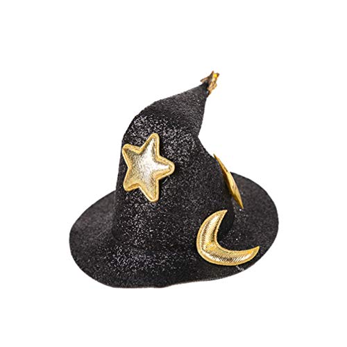 Lurrose 4Pcs Mini Top Hat Hair Clips Shining Star Moon Halloween Witch Hat Flet Hairpins Hair Barrettes Hair Accessories For Party Performance Props #TOP3