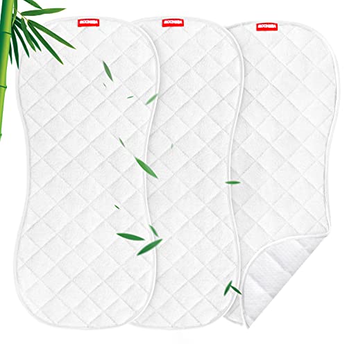 Moonsea Quilted Thicker Changing Pad Liners 3 Pack Waterproof, Fit for Changing Pad Liners Non-Slip Back Design Reusable Pad Liners Machine Washable, White