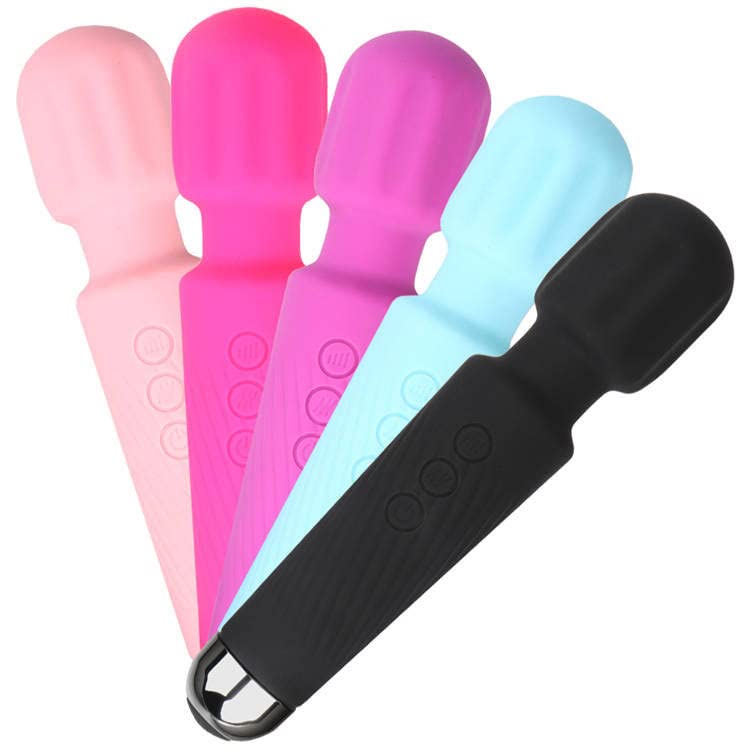 Image of New Vibrator Wand Massager for Full Body - Men & Women - for Back & Neck Massage - Muscle Tension Relief, Recovery & Soreness - Silicone - Rechargeable - Travel Bag Included (Light Blue)