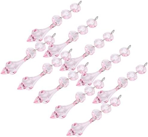 Hapivida 10Pcs Chandelier Crystals, Clear Crystal Chandelier Prisms Pendants Acrylic Crystal Drop Beads, Chandelier Prisms Replacement Pendant for DIY Lamp Decoration(Pink)