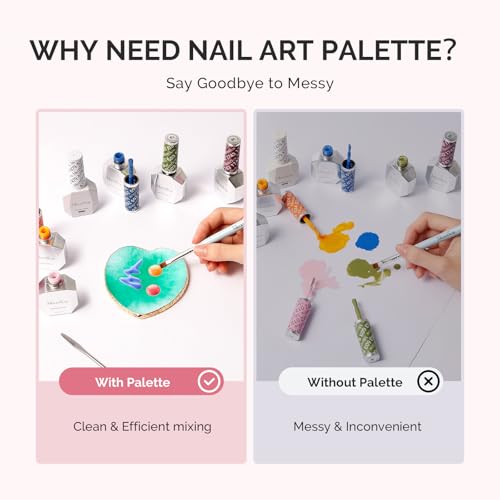 Paleta de resina para arte de uñas y set de 3 pinceles acrílicos miniatura 7