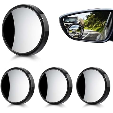 OBTANIM 4 Pack Blind Spot Car Mirror 2 Inch Angle Adjustable HD Glass Round Side Rear View Convex Accessories with Frame for Car SUV Trucks Motorcycles Cover