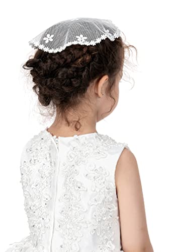 PAMOR First Communion Veils for Girls Lace Chapel Cap Veil Mantilla Veils Church Veil for Catholic Baptism Circle Round4