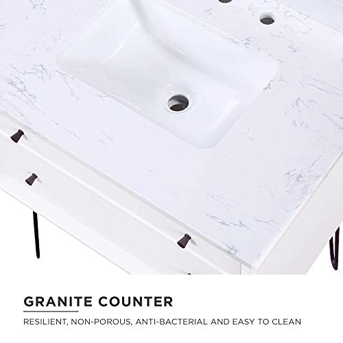 Dhp Tribecca 30 Inch Floating Wall Mounted Bathroom Vanity With Sink, White #TOP4