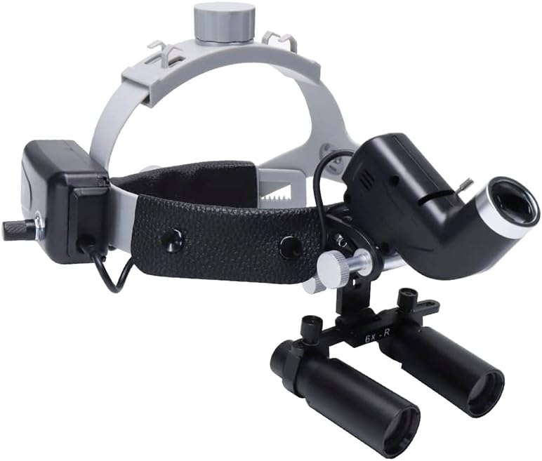 6X Loupes Binocular Magnifer with 5W LED Head Lamp Adjustable Spot Size with One Battery