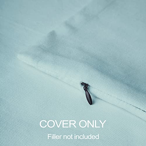 Encasa Homes Throw Pillow Cover 2Pc Set - Egg Blue - 20 X 20 Inch Solid Dyed Cotton Canvas Square Accent Decorative Cushion Case For Couch Sofa Chair Bed & Home, Only Covers #TOP3