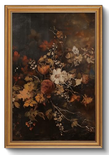 Gold Framed Wall Art Vintage Fall Floral Canvas Print