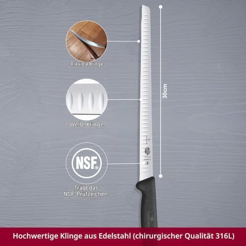 Foto von Victorinox, coltello da salmone Fibrox con lama alveolata in acciaio inox, nero, standard