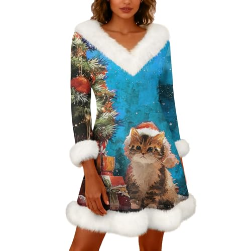 Vestido navideño mujer cómodo y abrigado que estiliza con su escote en V