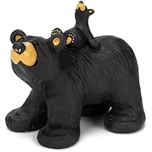 DEMDACO Bearfoots by Jeff Fleming Riding Bearback Black Bear 5 x 6.5 Hand-cast Resin Tabletop Figurine Sculpture