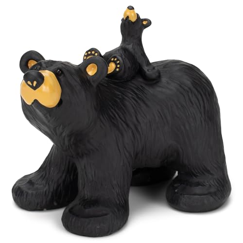 DEMDACO Bearfoots by Jeff Fleming Riding Bearback Black Bear 5 x 6.5 Hand-cast Resin Tabletop Figurine Sculpture