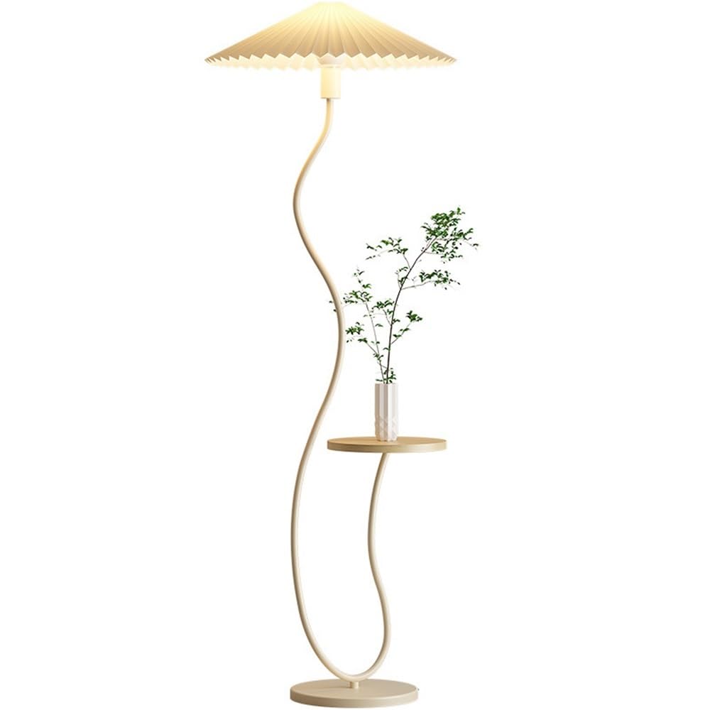 Kp6xLf3gT Corner Standing Lamp Shelf Integrated Pleated Lampshade Floor Lamp Living Room Sofa Next to Corner Coffee Table Bedroom Lamps
