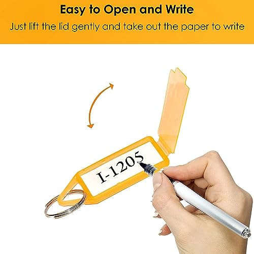 Image of 50 Pcs Key Tag Multicolor Plastic Keyring & Keychain with Name Tag Labels Assorted Keychain with Two Side Id Label and Split Ring for Office, Home Key