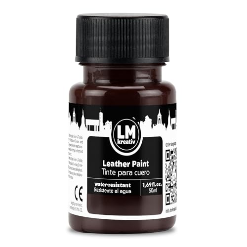 LM-Kreativ Colore pelle 50 ml – Marrone – Colore di alta qualità per la cura della pelle e la riparazione della pelle – Ideale per scarpe da ginnastica, scarpe e borse – Adatto per pelle liscia,